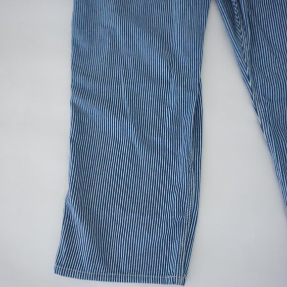 USA Works Blue Stripe Denim Overalls Railroad Carpenter Retro 80s 90s Workwear L - Picture 7 of 15